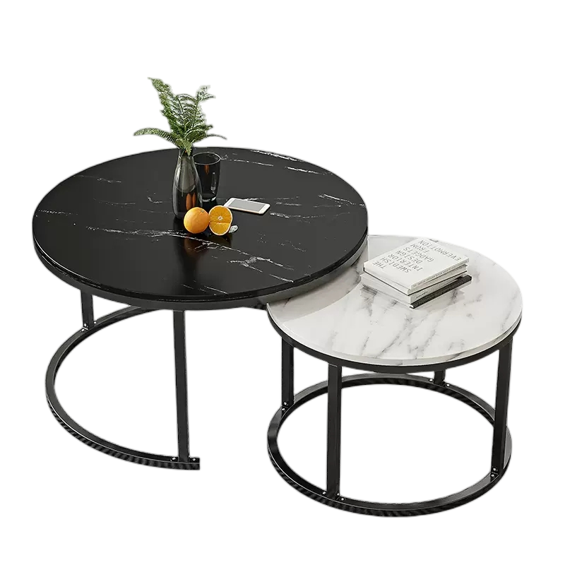 迅迈 小户型茶几轻奢北欧组合现代简约阳台小茶几圆形家用客厅茶几桌