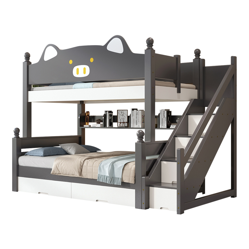 兰秀家居 实木上下床现代简约儿童床男女孩子母床橡胶木双层高低床上下铺