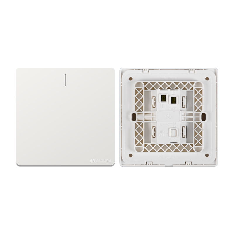 飞雕(FEIDIAO)开关插座86型家用暗装 超大面板钢支架 雕琢系列电源墙壁开关面板 拉丝白一开单五孔插