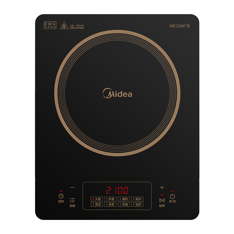 美的(Midea)电磁炉8档火力家用多功能电磁灶爆炒触控式微晶面板大线盘智能电磁炉 C21-Simple103