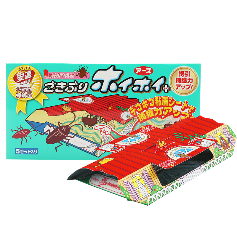 日本安速蟑螂屋5枚装蟑螂药捕捉贴强力粘灭蟑螂恢恢药贴厨房一全窝端