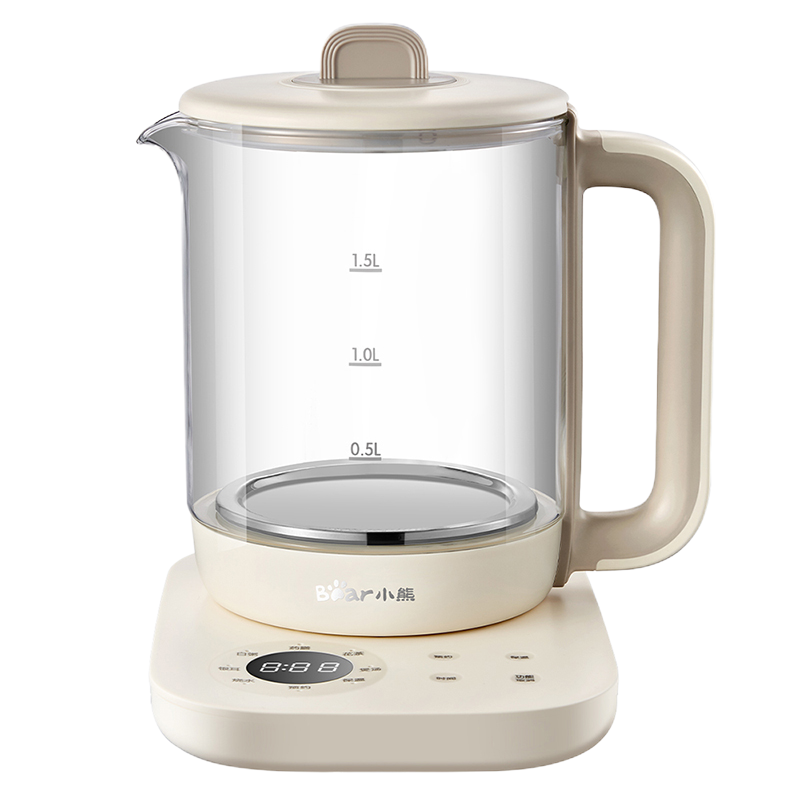 小熊(Bear) 养生壶1.5升 烧水壶全自动多功能家用玻璃煮茶壶煮茶器 迷你玻璃花茶壶煮水壶 YSH-E15G2丨无滤