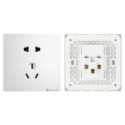 飞雕(FEIDIAO)开关插座 86型家用暗装超大面板PC支架 品意系列家用插座联体二三插 品意白10A五孔插