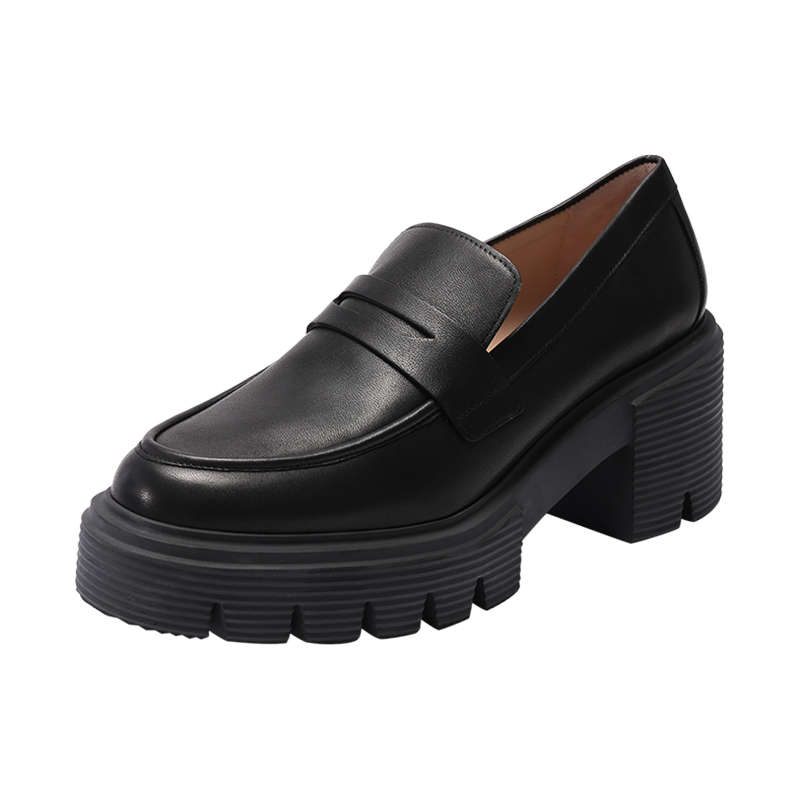 斯图尔特·韦茨曼 STUART WEITZMAN 女士牛皮厚底高跟乐福鞋单鞋皮鞋SOHO LOAFER