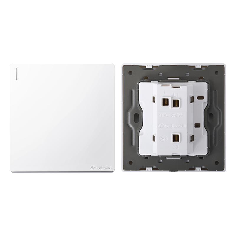 飞雕(FEIDIAO)开关插座86型家用暗装 超大面板钢支架 雕琢系列电源墙壁开关面板 拉丝白一开双控