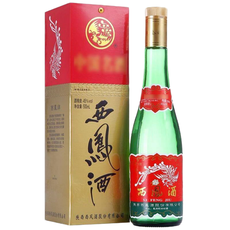陕西西凤酒45度凤香型高脖绿瓶500ml*6瓶盒装白酒整箱