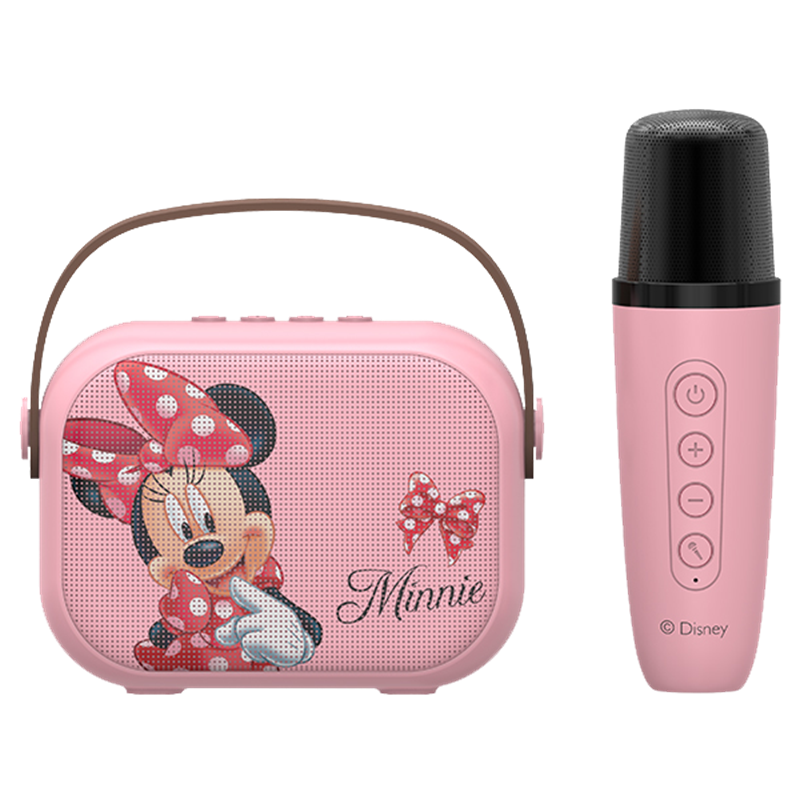 迪士尼/Disney正版联名KD34玫红色-草莓熊无线蓝牙音箱麦克风话筒组合儿童K歌表演移动便携KTV持久续航