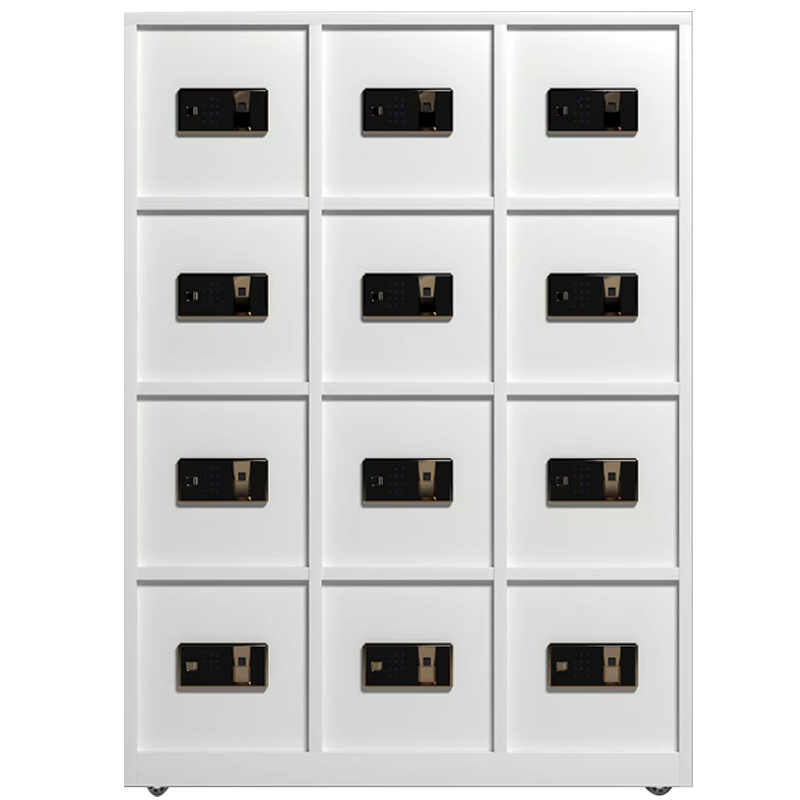 臻远 家用办公小型指纹密码全钢防盗保密保管柜保险箱 灰白色