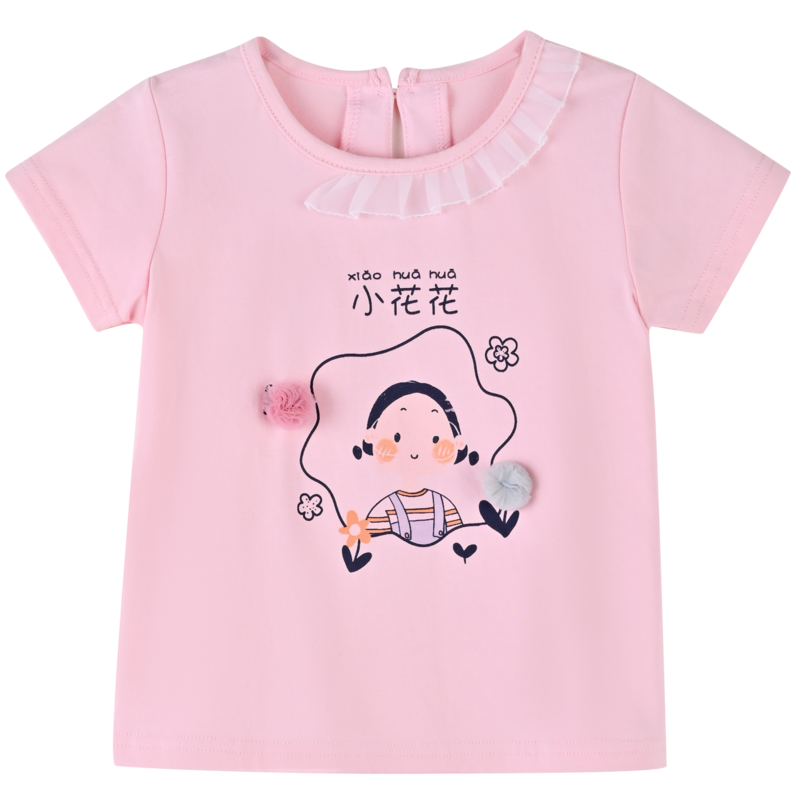 [49元任选3件]铅笔俱乐部童装夏装女童圆领T恤小童休闲上衣儿童短袖薄