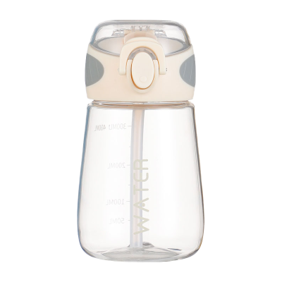 BOSHENG 弹盖吸管水杯方便携带英文胖嘟塑料杯400ml