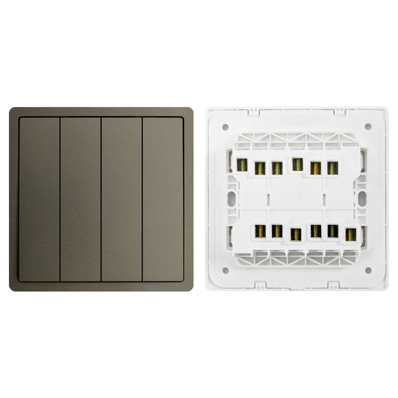 飞雕(FEIDIAO)开关插座 86型家用暗装超大面板 品意系列电源墙壁开关面板 品意灰四开双控