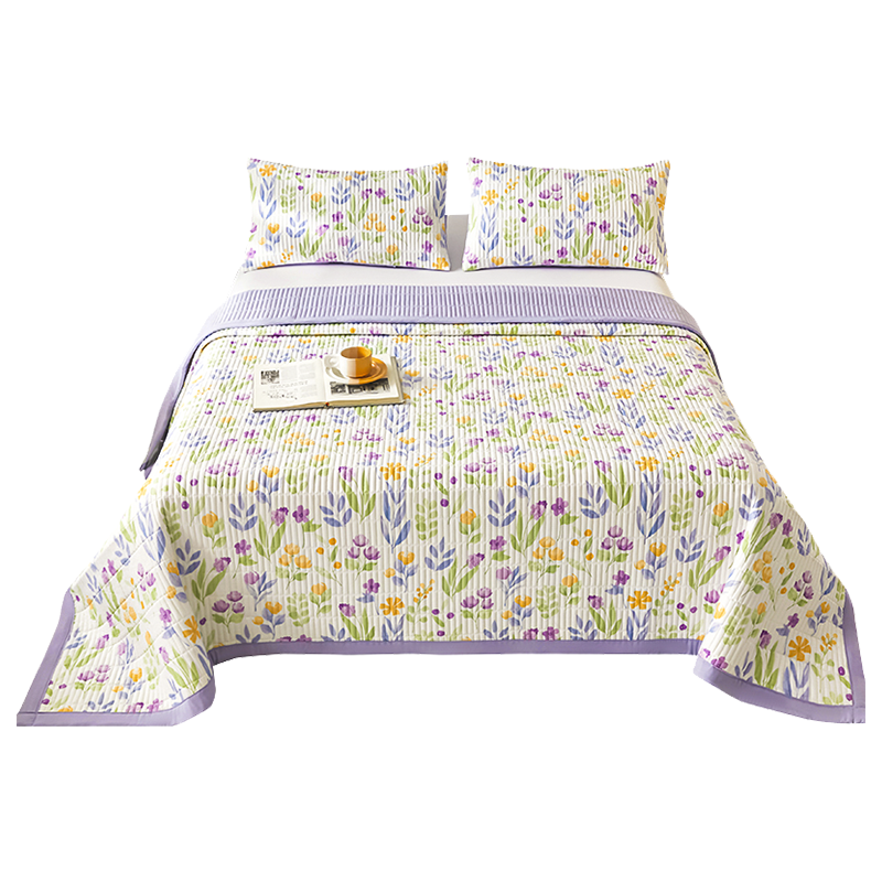 新款A类床盖四季通用水洗棉麻大豆床盖三件套榻榻米床单炕盖单件