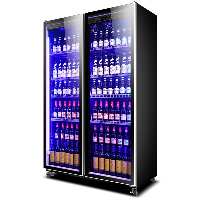 新飞(Frestec)商用风冷冷藏柜展示柜冰柜啤酒柜水果保鲜柜饮料柜超市便利店酒吧双门全屏展示柜750L[豪华款]