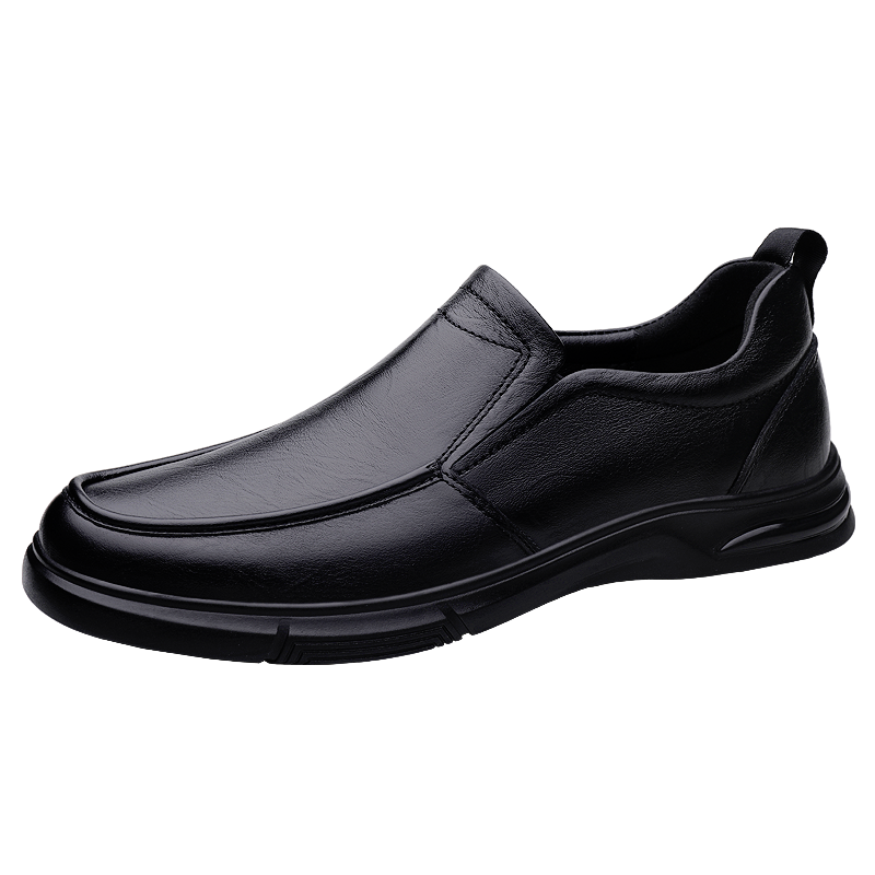 洛克华菲男鞋夏季男士休闲皮鞋真皮软皮软底英伦透气一脚蹬豆豆鞋