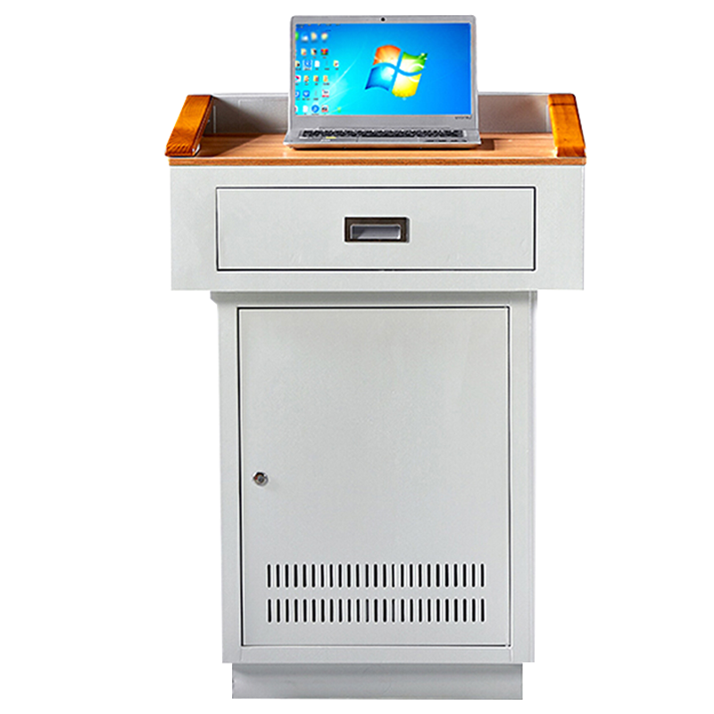 湘渭多媒体讲台教师办公桌校园教室讲桌演讲桌中控桌700*550*1000mm(木面款)(不含显示器)