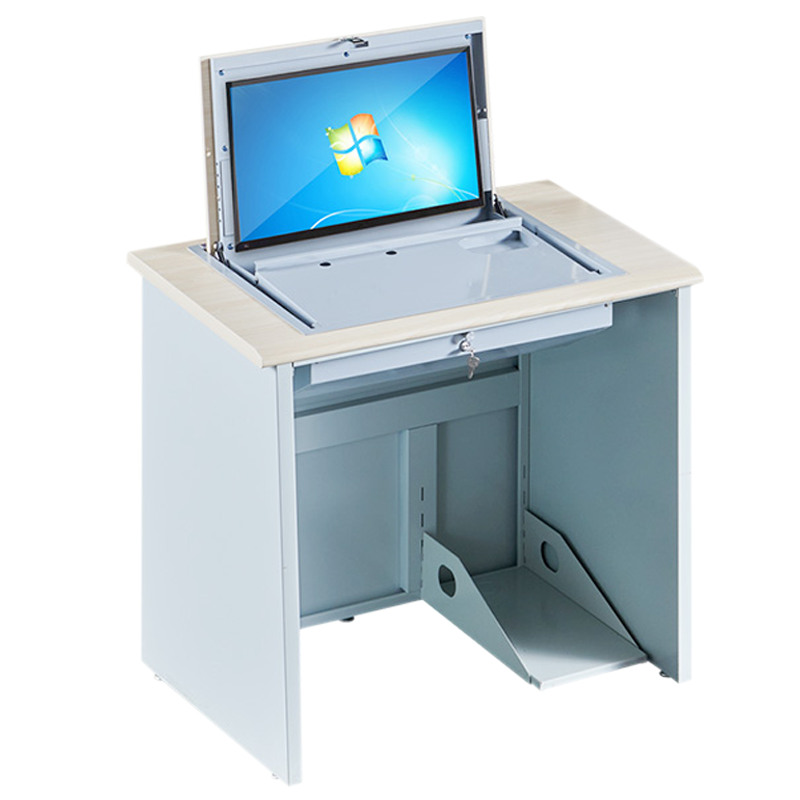 风雷缘单人翻转电脑桌双人培训桌学校多媒体教室考试桌机房嵌入式学生桌031白枫色单人(不含显示器)