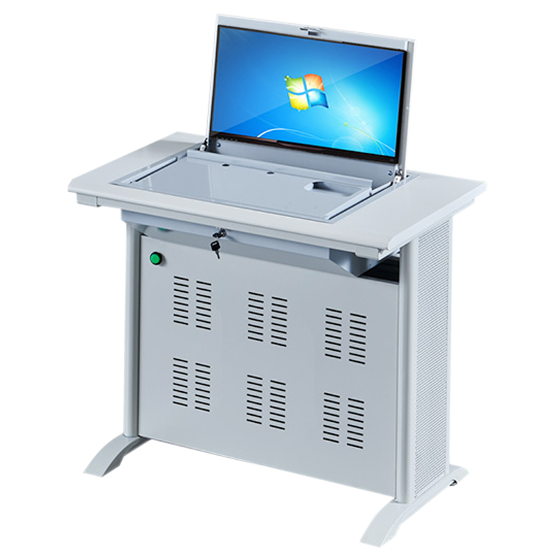 凤凰泾翻转电脑桌多媒体教室考试桌机房嵌入式学生桌051S灰白色单人(不含显示器)