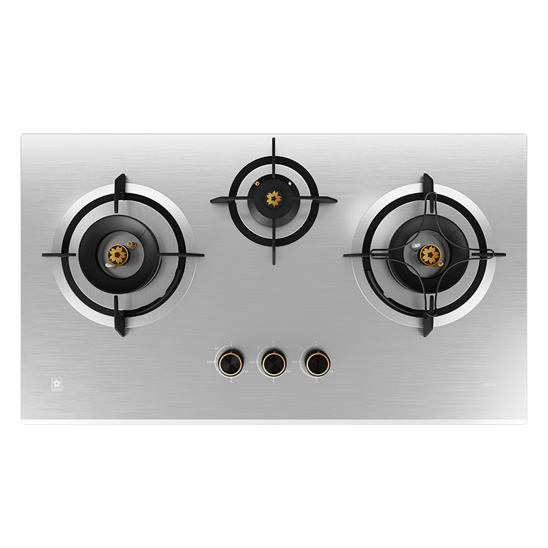 燃气灶天然气气灶 嵌入式猛火灶家用不锈钢面板灶具灶台5.2kW大火力一级能效三眼齐开灶N601S[天然气]