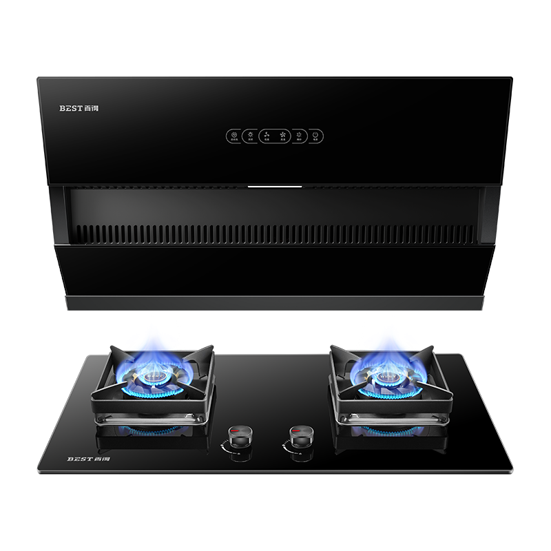 华帝百得家用厨房大吸力油烟机自动清洗抽烟机大尺寸吸油机挥手智控E135C+QE50[液化气]