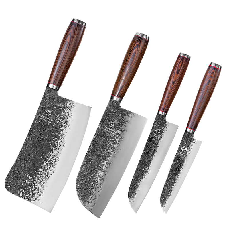 十八子作手工锻打刀具套装斩砍骨切菜刀套装厨房阳江十八子菜刀家用SL2102-5墨悦五件套
