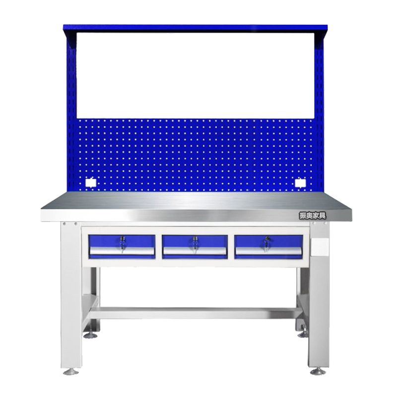 振奥 重型304不锈钢工作台 1500*750*800mm平三抽单挂+灯架