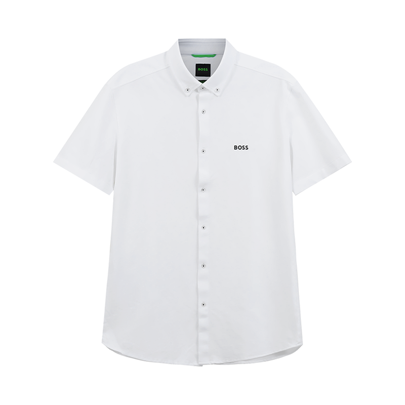 雨果博斯 HUGO BOSS 男士棉质短袖衬衫T恤衫50483745 100