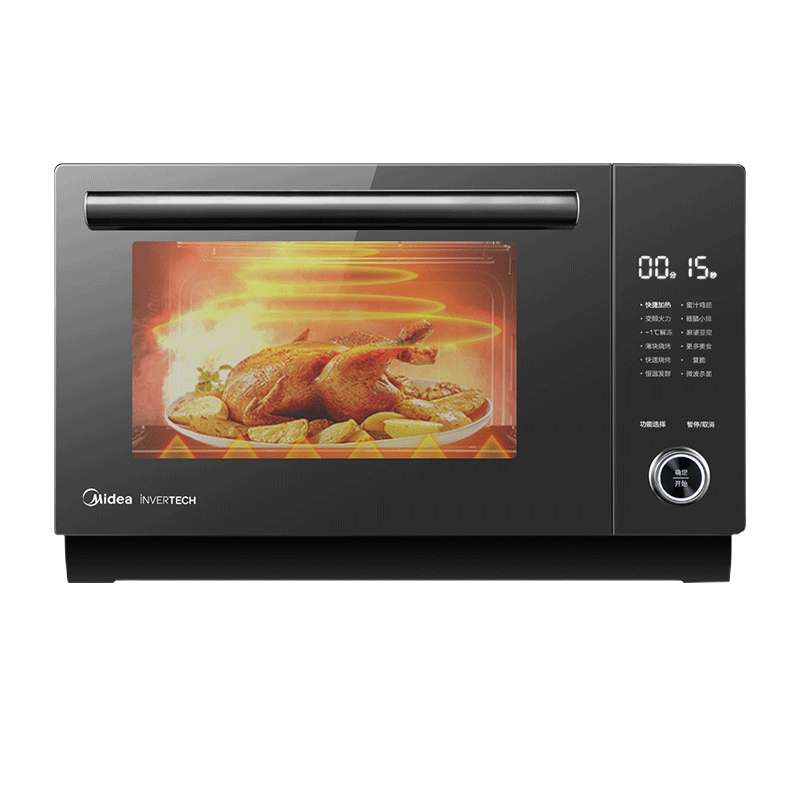美的(Midea)家用智能变频微波炉 高级不锈钢内胆 红外感应 微波炉烤箱一体机PC23D5镜面玻璃 高清大屏 极幕系列