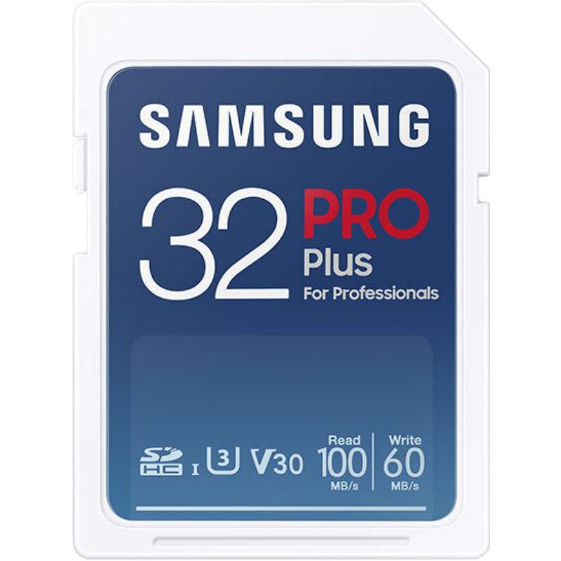 三星(SAMSUNG)PRO Plus 32GB读速100mb/s微单反储存卡适用佳能尼康索尼松下相机内存卡U3 SD卡