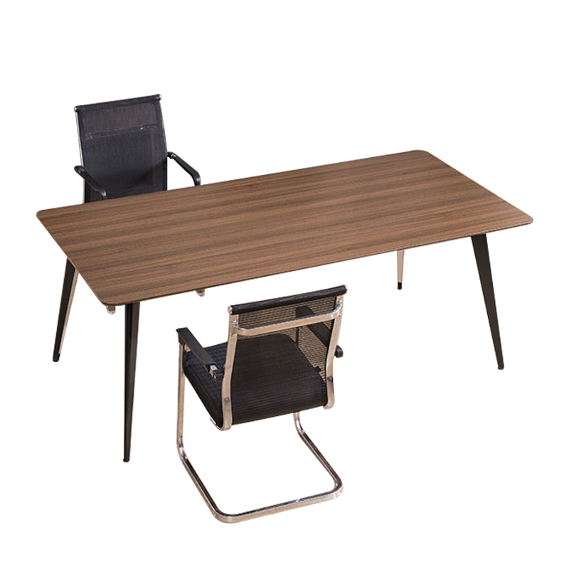 苏兴顺简约现代长条桌板式办公洽谈桌小型钢架会议桌咖色240*80*75不含椅