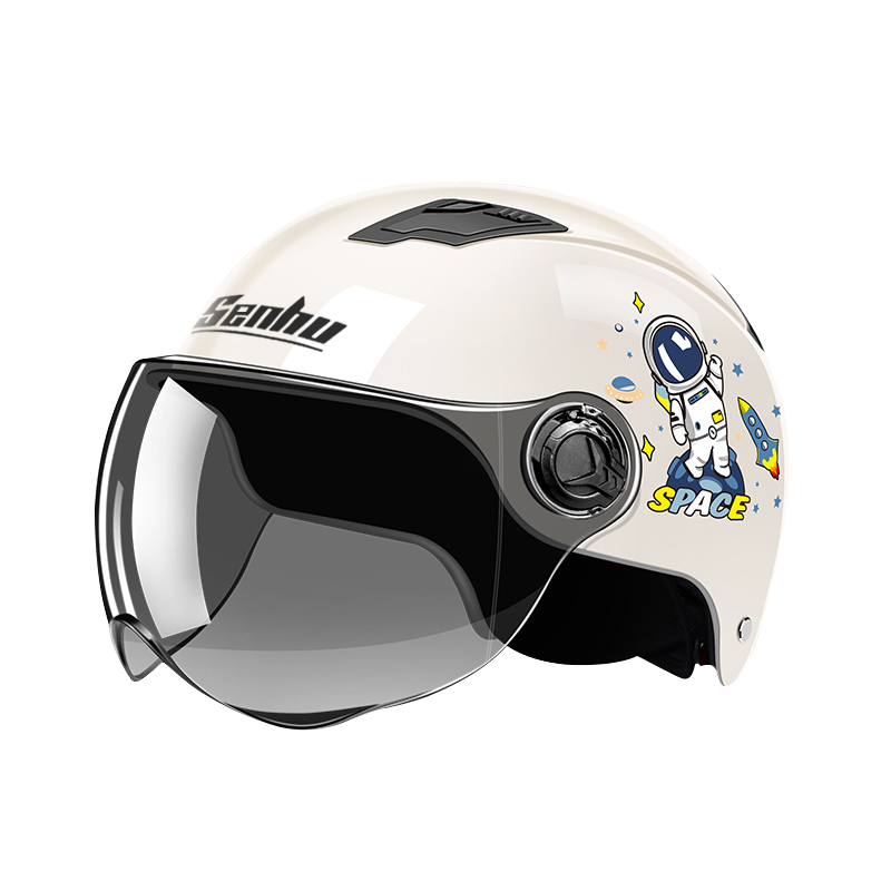 淘尔杰TAOERJ[乳白色纯色-黑茶防晒镜片]电动车头盔夏季防晒男女可爱轻便式个性电瓶车四季头盔