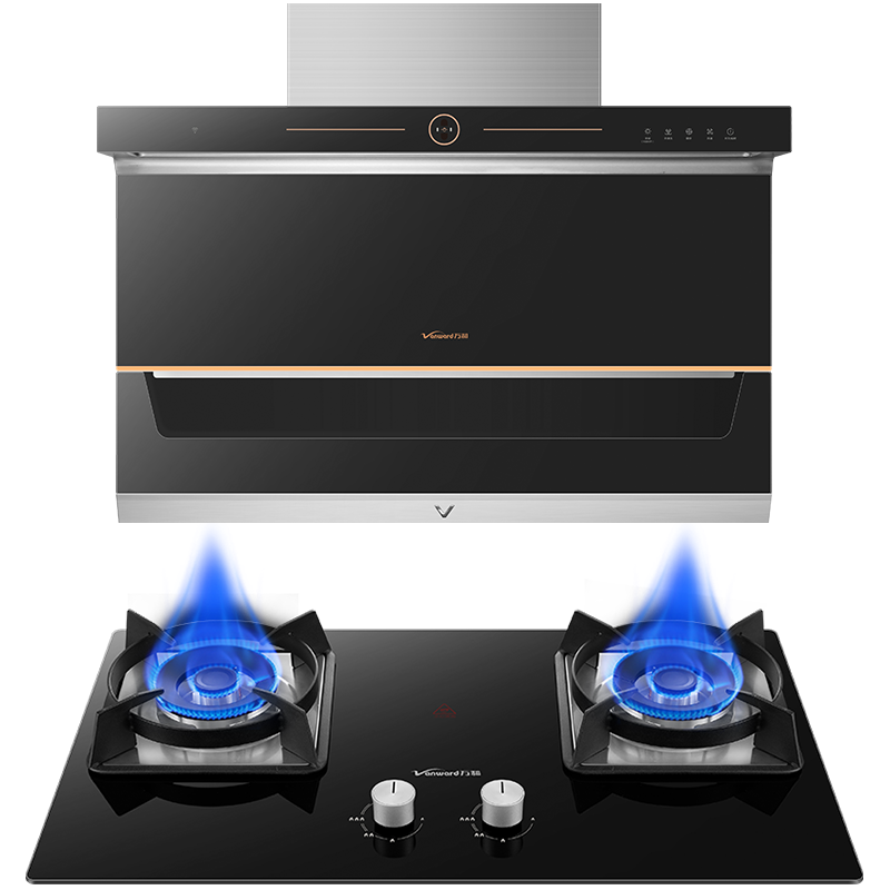 万和(Vanward)顶侧双吸油烟机7字型烟灶套餐23m³吸力挥手智控自动清洗抽烟机燃气灶烟灶套装WL856+C5天然气