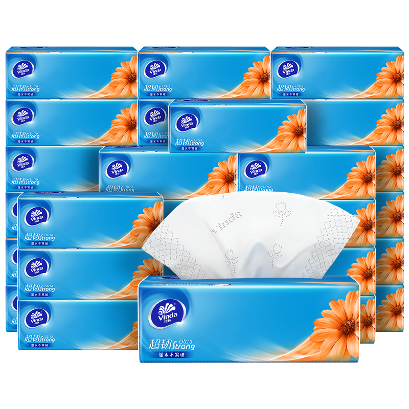 维达超韧软抽100抽30包 抽取式面巾纸餐巾纸抽纸 湿水不易破 无香纸巾