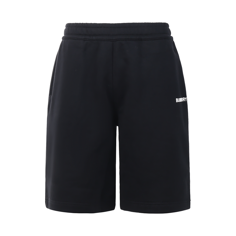 博柏利 BURBERRY 男款棉质黑色徽标胶印运动休闲裤短裤五分裤8055354