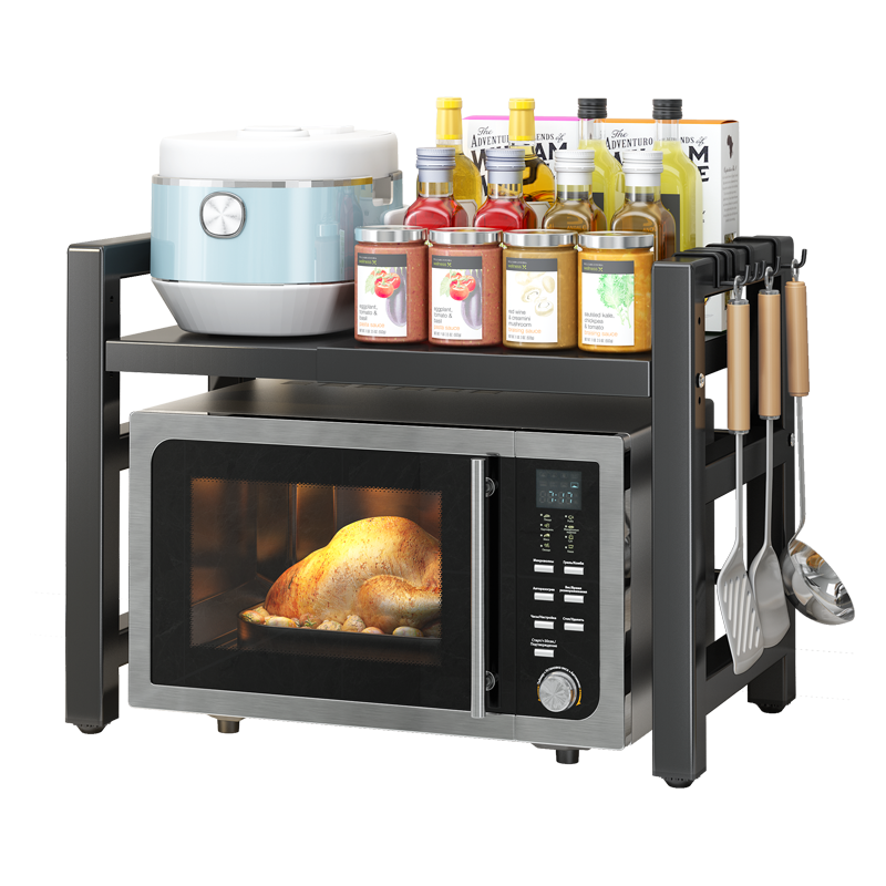 家佰利 微波炉架可伸缩厨房置物架家用多层台面烤箱架子空气炸锅电饭煲锅具支架