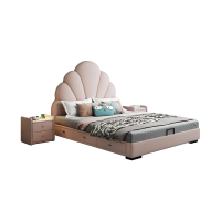 宜木雅居 儿童床简约现代皮床粉色单人床1.2米女孩公主床1.5米男孩软包床双人床1.8米贝壳床