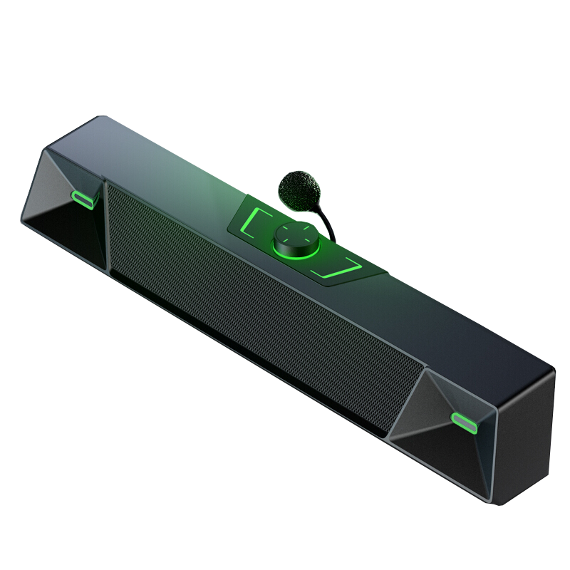 纽曼迷你桌面音箱V1 有线麦克风版 台式机电脑网课家用4单元震撼低音炮桌面游戏音箱笔记本USB迷你小钢炮长条外置麦克风