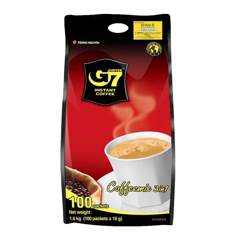 越南进口中原G7三合一速溶咖啡1600g原味100条*3袋