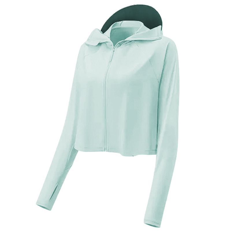 爱帝 夏季女款高颜值高UPF防晒衣 短款冰感透气连帽防晒衣