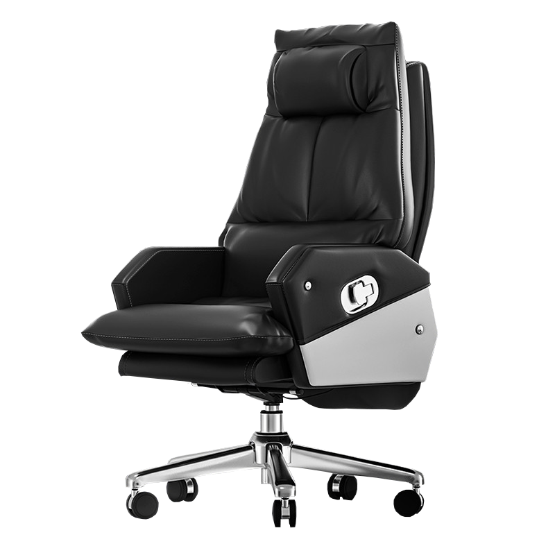 昱成晟 10241 办公椅老板椅黑色皮椅电脑椅书房椅可躺可旋转椅子