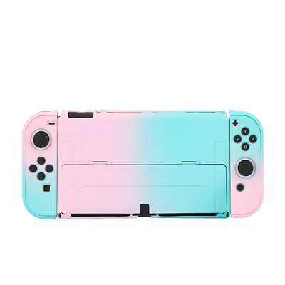 鑫喆任天堂Switch保护壳ns游戏机透明外壳渐变分体Switch oled彩壳[樱花粉]oled磨砂硬壳主机