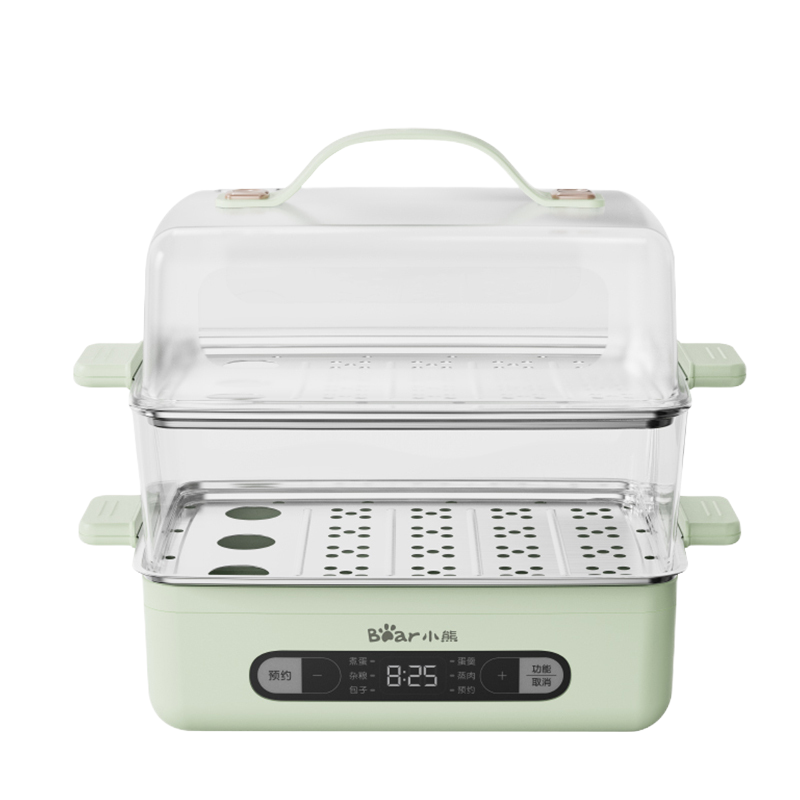 小熊(Bear)煮蛋器 蒸蛋器 早餐机家用多用途电蒸锅 单双层大容量不锈钢蒸盘 方形扩容 ZDQ-B06N3