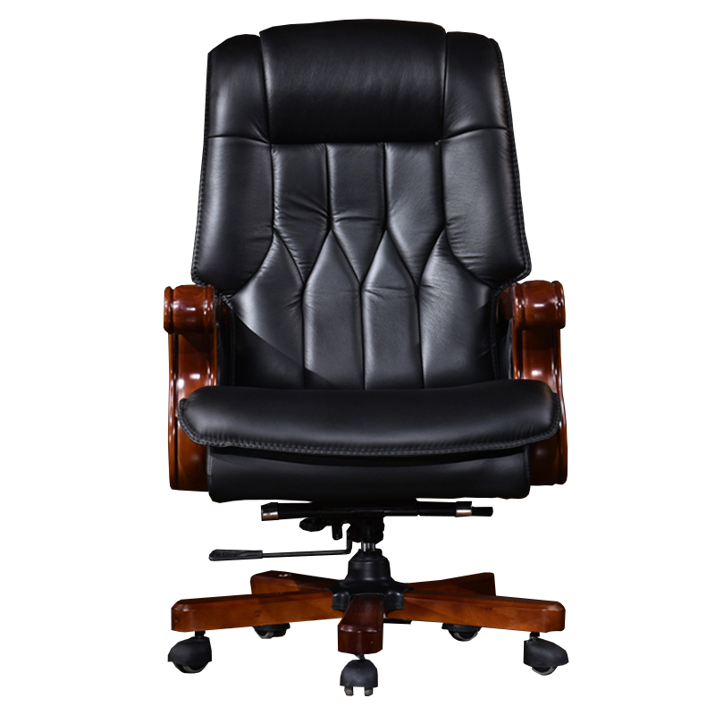昱成晟 10264 办公椅高档老板椅可躺总裁椅牛皮电脑椅人体工学椅黑色