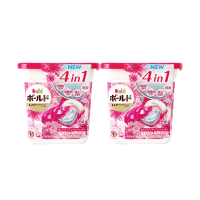 日本宝洁(P&G)进口洗衣凝珠球4D啫喱去污花香柔顺剂家庭装机洗洗衣液 牡丹花香粉色 11粒 两盒装