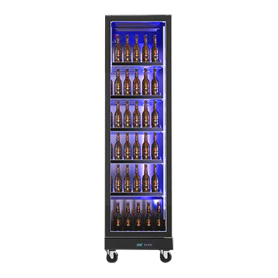 乐创网红啤酒柜全屏饮料展示柜冷藏酒吧冰箱商用大容量冰柜[旗舰款]单门620*600*1980mm丨丝印门+镀铬分栏层架