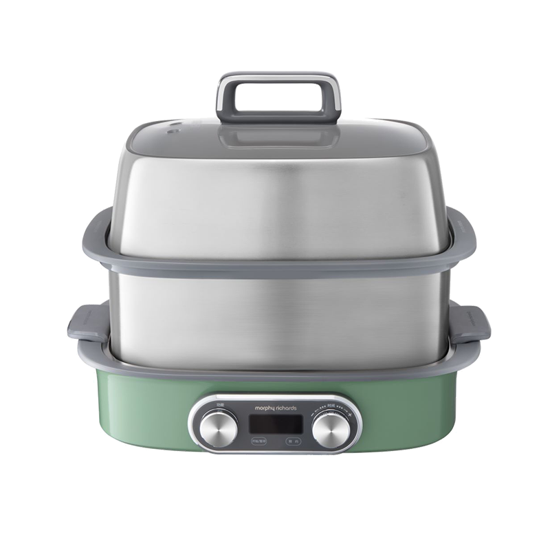 摩飞电器电蒸锅蒸汽锅多功能家用小型隔水蒸炖锅全自动预约蒸煮锅MR1168绿色双层