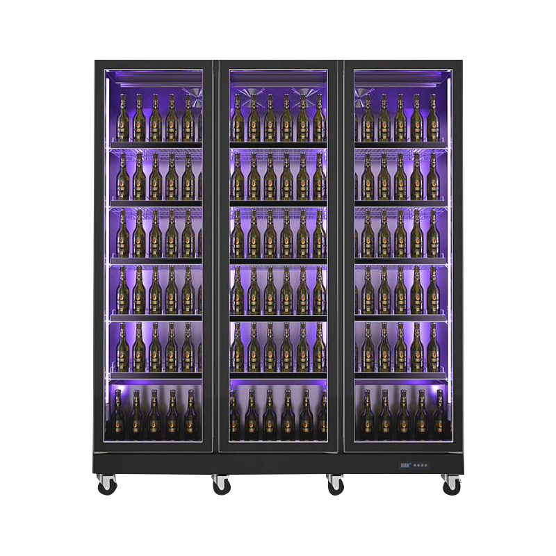 乐创网红啤酒柜全屏饮料展示柜冷藏酒吧冰箱商用大容量冰柜[旗舰款]大三门1860*650*1980mm丨丝印门+镀铬分栏层