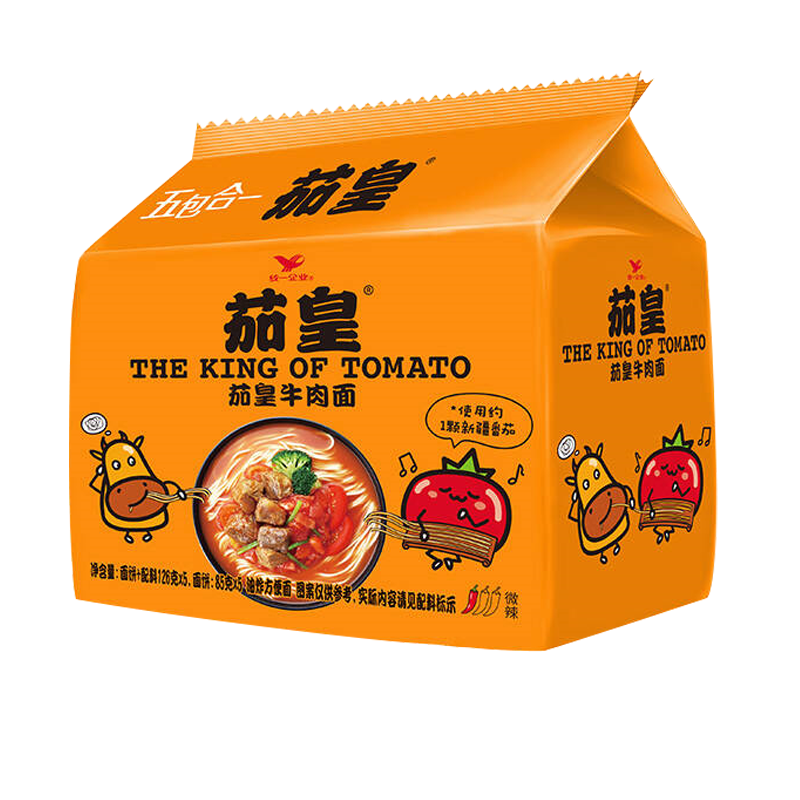 统一 茄皇 番茄牛肉面 袋面 126克 *5袋/包*2包组方便面