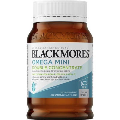 BLACKMORES 澳佳宝 小颗粒无腥味深海鱼油软胶囊 400粒 1瓶装 Mini 柠檬香草味 易咀嚼 澳洲进口