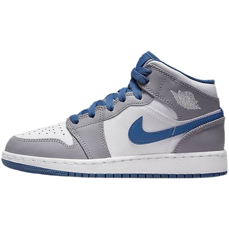 NIKE耐克女鞋JORDAN 1 AJ1 灰白蓝大童运动高帮篮球鞋DQ8423-014