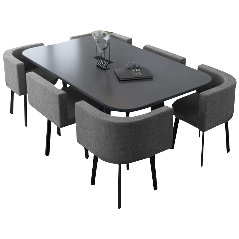 质凡简约办公小型会议桌6人长条桌现代长方形开会洽谈桌办公桌椅组合